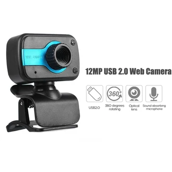 

USB Webcam 2.0 12.0 Megapixel Digital Web Camera Clip-on with Microphone for Laptop Desktop Video Calling Online Mooc