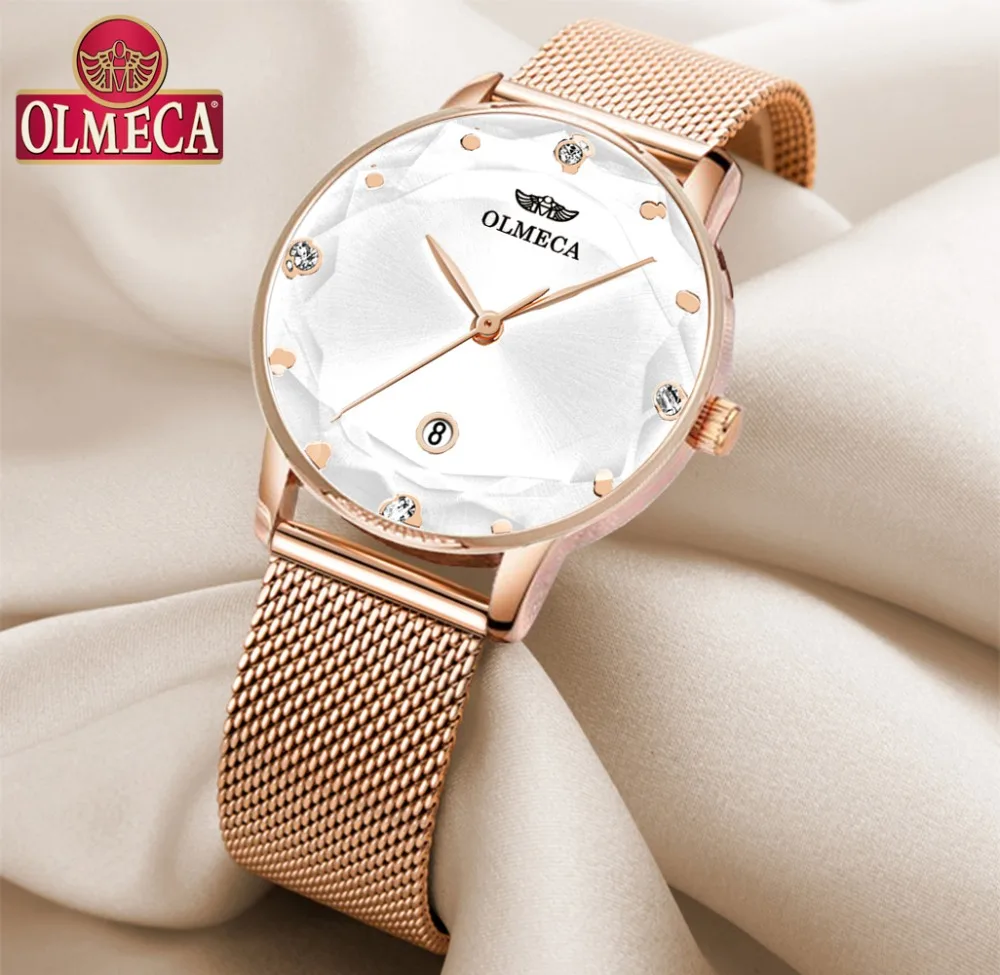 Спортивные женские часы OLMECA люксовый бренд часы платье Reloj Mujer водонепроницаемые часы наручные часы Миланский Браслет часы ремешок