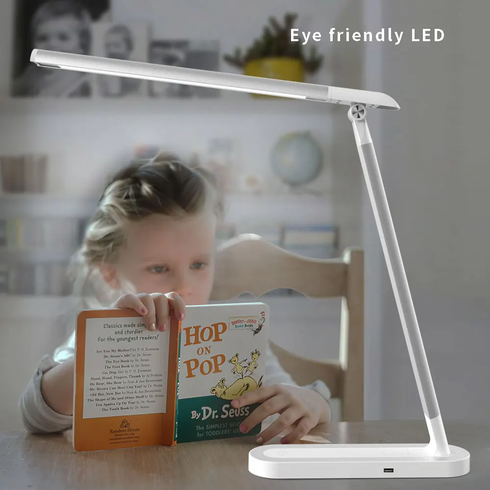  USB Rechargeable LED Desk Lamp Touch Dimming Adjustment Switch Eye Protection Foldable Table Lamps 
