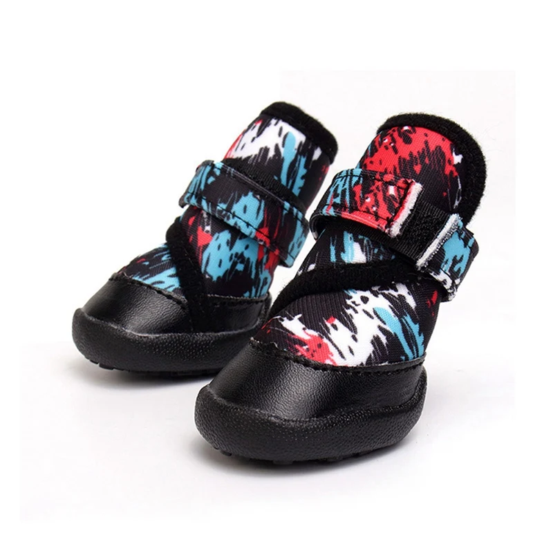 Зимние водонепроницаемые ботинки для собак нескользящая обувь для домашних животных теплые противоскользящие кроссовки протекторы для лап 4 шт