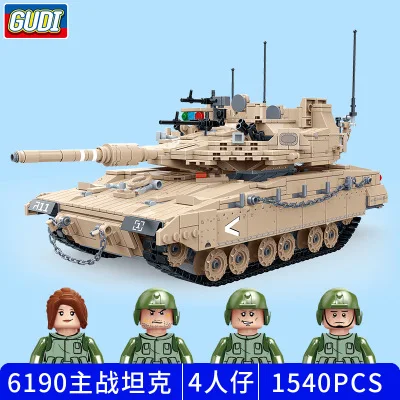 Gudi MOC, 1540 шт., Военная серия MERKAVA MK, 4M, ISRAEL, основной боевой танк, модель, строительные блоки, детские игрушки, подарочные фигурки