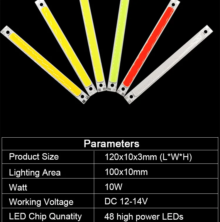 12V COB Strip Light Bulb 1000LM Blue Green Red White Color LED for Car Lighting Drone Signal Lights DIY Decor Lamps 120x10mm 8 He7db77a1f684406da75a820917990a184 12V COB Strip Light Bulb 1000LM Blue Green Red White Color LED for Car Lighting Drone Signal Lights DIY Decor Lamps 120x10mm