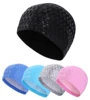 Men Women PU Coating Fabric Swim Cap Crystal Swim Pool Protect Ears Long Hair Adults Waterproof Swimming Bathing Caps Diving Hat ► Photo 2/6