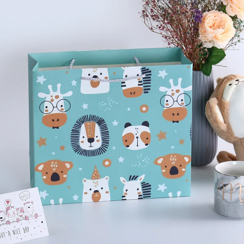 

10 шт./лот 20*20*8 см Kawaii зоопарк животных, лисы, Льва бумажные подарочные пакеты для детей вечерние для дня рождения, праздника, сумки для хранения