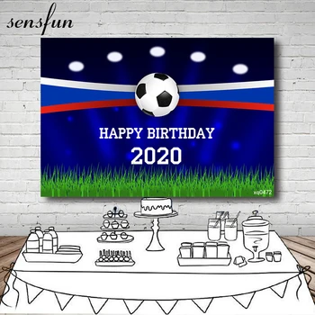 

Sensfun Soccer Boys Birthday Party Photography Backgrounds Green Grass Football Pitch Backdrops For Photo Studio 7x5ft Vinyl