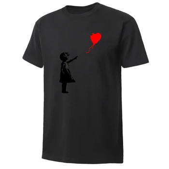 

Men'S T-Shirt Little Girl Heart Balloon Print Tshirt Fashion Streetwear Cool Unisex Tees Tops100% Cotton High Quality Male Shirt