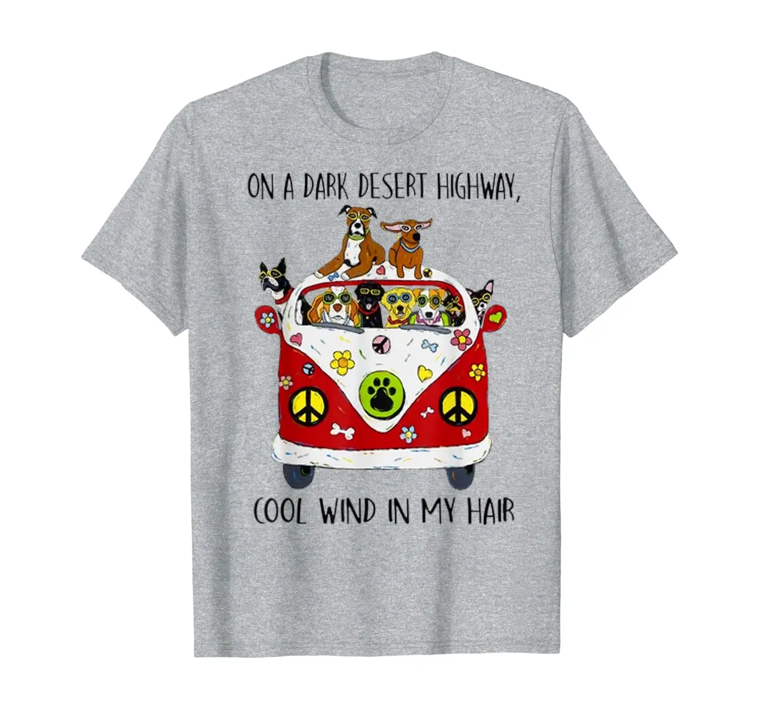 На тёмном пустыне шоссе собака чувствует холодный ветер в моих волосах футболка |