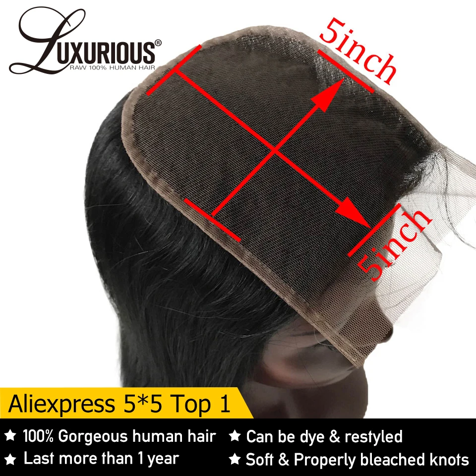 Прямая 5X5 кружевная застежка с глубоким разделением 8 20 дюймов 100% бразильские