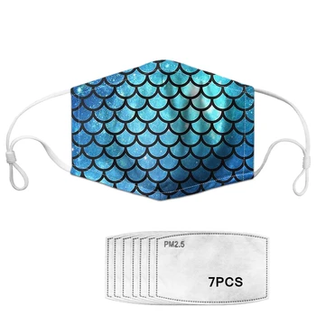 

Beauty 3D Color Scales Print Ladies Adjustable Masques Anti-Fog Dustproof Reusable Elastic Half Mouth Face Mask Mouth Cover Girl
