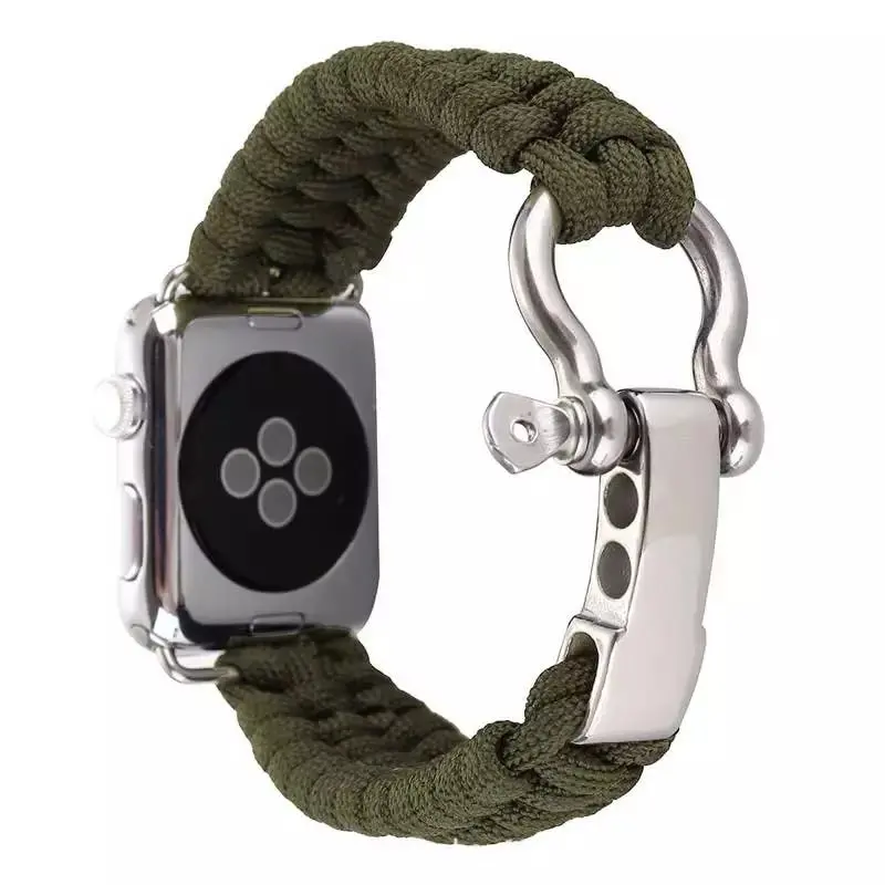 Outdoor Sport Nylon Strap Umbrella Rope Woven Bracelet Watchband for Apple watch 38/42/40/44mm Band Series 5 4 3 2 1