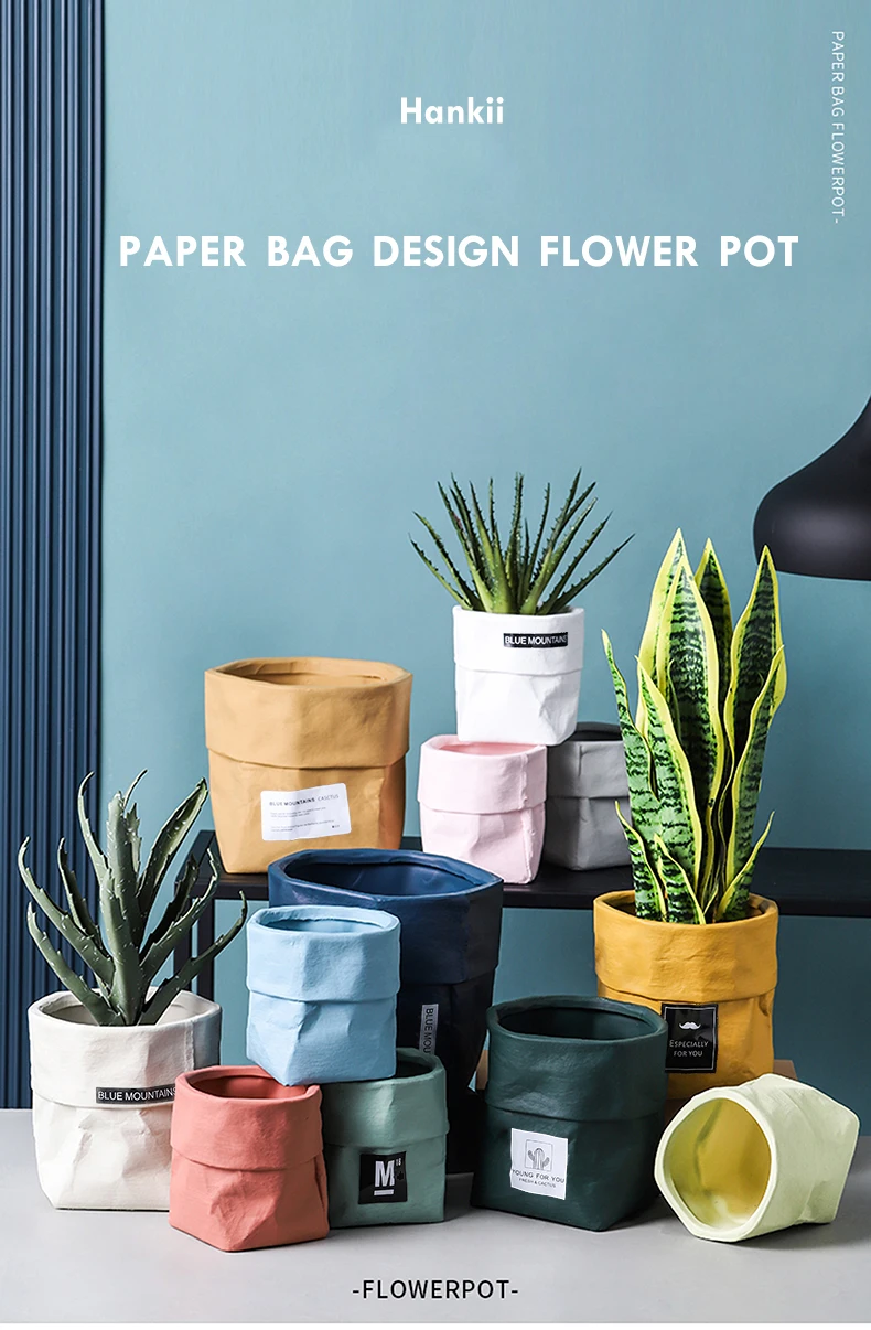 EE_ DURABLE KRAFT PAPER POT PLANT FLOWER POT BAG BASKET NORDIC HOME DECOR FADDIS 