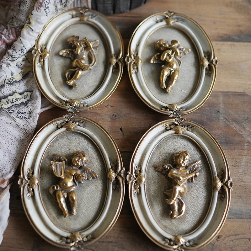 

Retro Wall Decoration Pendant Living Room Background Wall Three Dimensional Angel Creative Embossed Mural Photography Ornaments