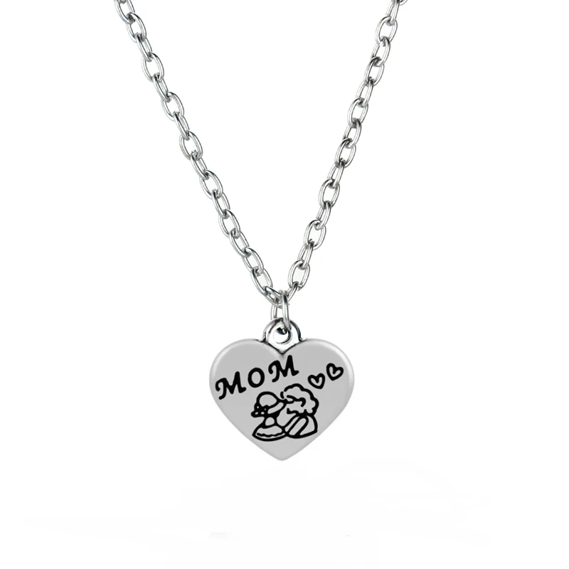 Family Necklace Love Heart Pendant Chain Mom With Kid Mommy Women Mum Mother's Day Birthday Xmas Party Gifts Charm Jewelry | Украшения