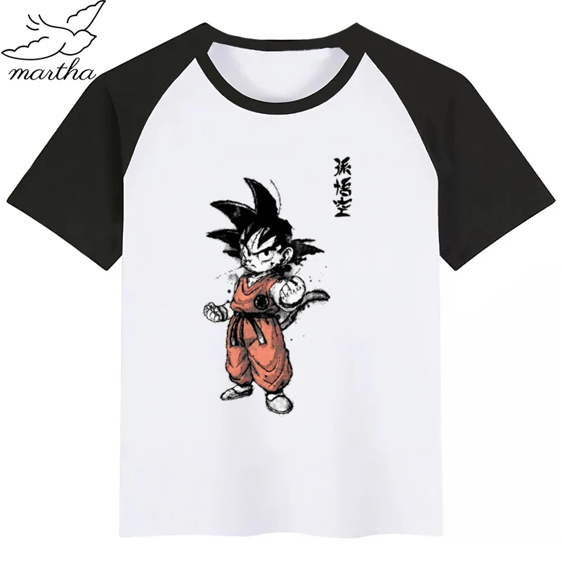 Новая детская футболка с рисунком дракона из мультфильма Z Goku, Детская футболка с японским аниме забавная одежда для малышей Детская летняя футболка