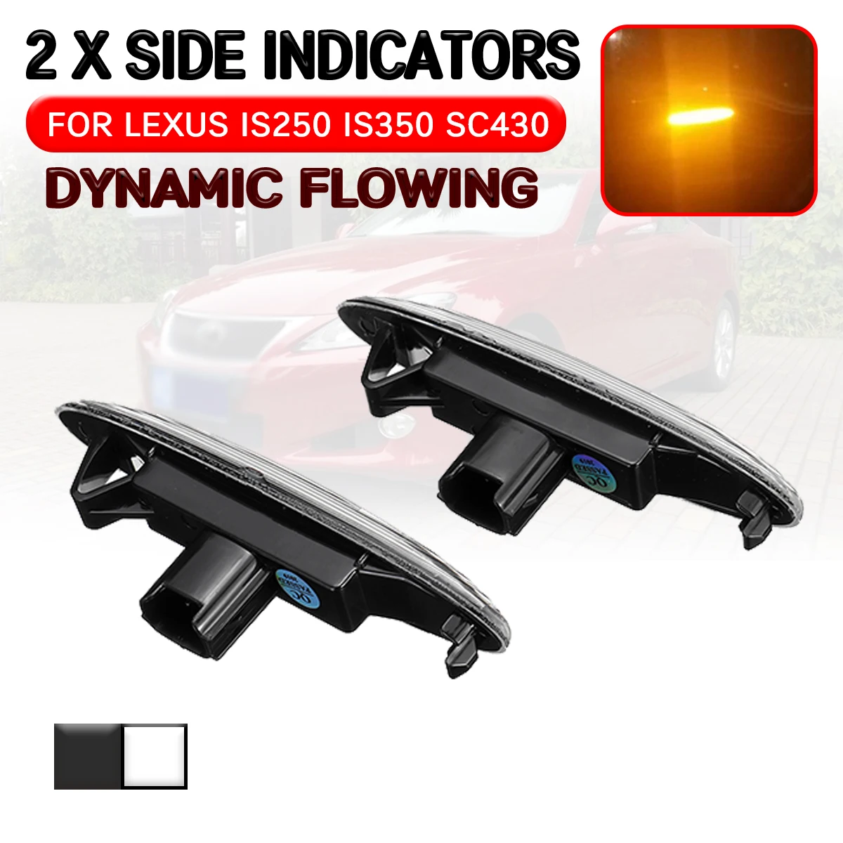 

For Lexus IS250 IS350 SC430 E350 For Toyota Highlander Kluger LED Dynamic Side Marker Light Flowing Turn Signal Light Lamp
