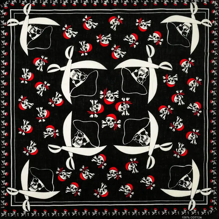 New Design Fashion Hip Hop 100% Cotton Skull Bandana Square Scarf Headband Gifts For Women/Men/Boys/Girls High Quality 