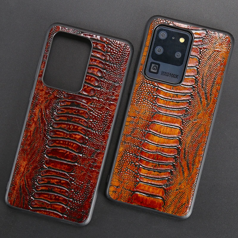Leather Phone Case For Samsung S20 Ultra S10 S10e S7 S8 S9 Note 8 9 10 20 A10 A20 A30 A40 A50 A70 A51 A71 A8 Plus Ostrich Foot | Мобильные