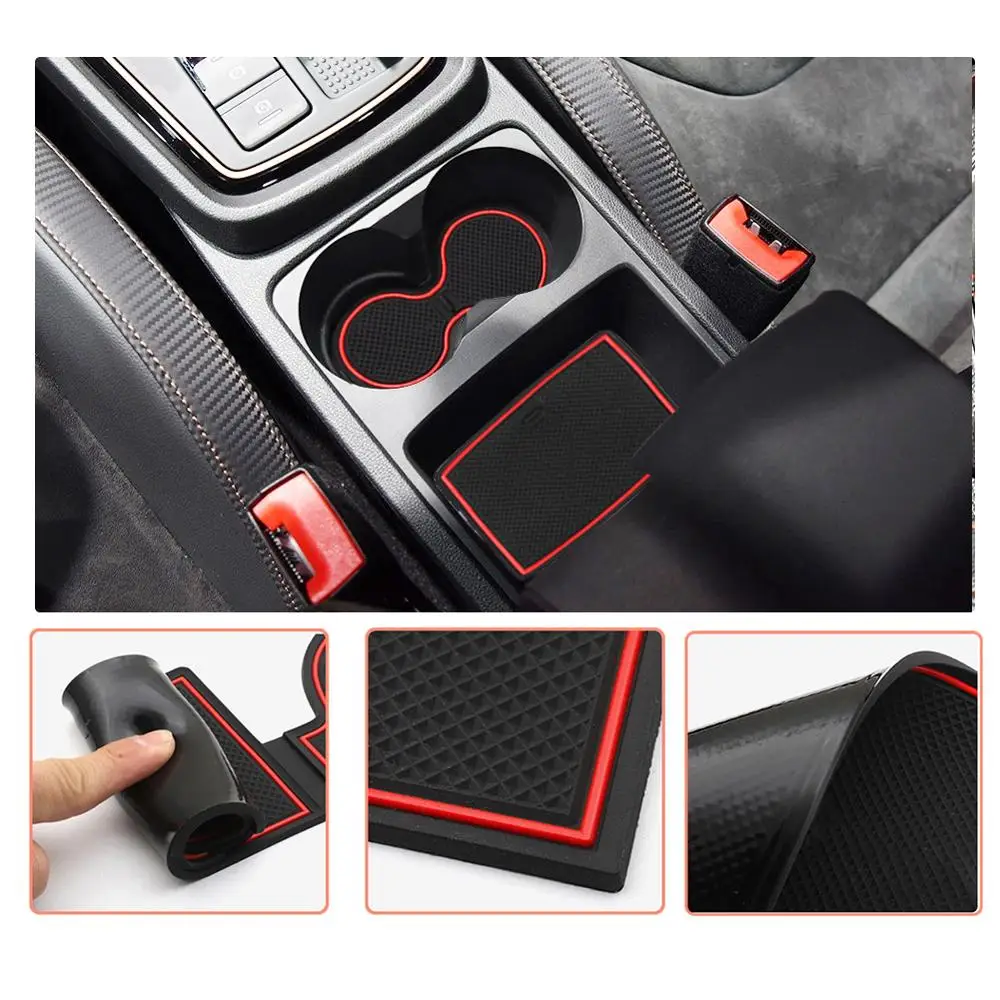 Tapete do Sulco da Porta do Carro para Leon Anti-deslizamento à Prova de Poeira Ruiya Cupra Porta Entalhe Pads Acessórios Interiores Automóvel Vermelho 5f 2021 - Image 3