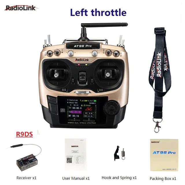 Radiolink AT9S R9DS Radio Remote Control System DSSS & FHSS 2.4G 9CH 10CH 12CH Transmitter & Receiver for Quadcopter Helicopter