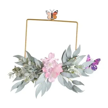 

Geometric Metal Garland Home Decoration Simulation Hydrangea Backdrop Wall Ornament Wreath