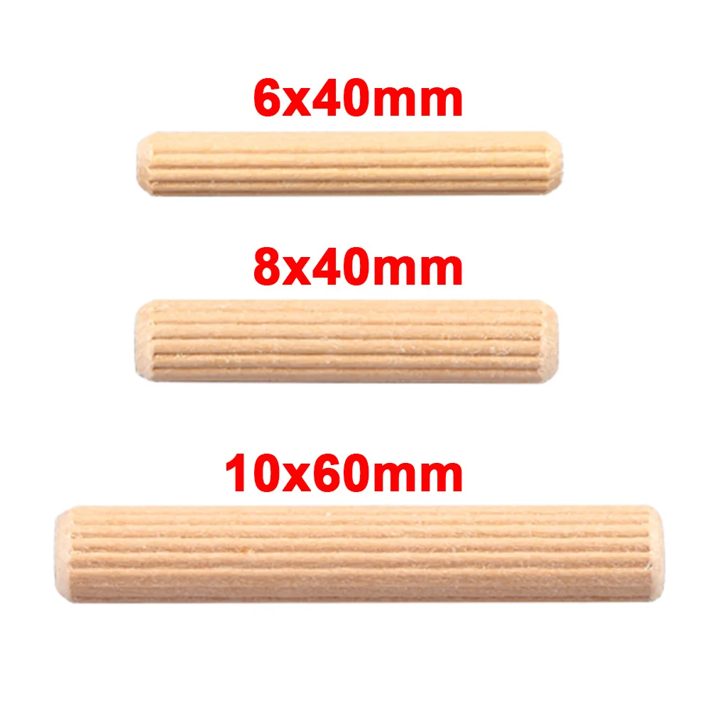 100pcs Wood Dowel Pins Dowel Rods Drawer Round Fluted Wooden