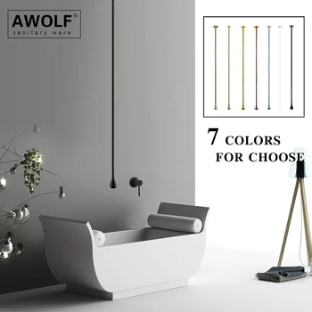 Cheap Wall Mounted Bathroom Hang Bathtub Faucet Mixer Tap Ceiling Basin Faucet Solid Brass Spout Matte Black Chrome Gold White ML8047