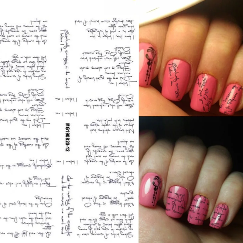 

Geometric Nail Water Decals Text snowflake Nail Disign Water Stickers For Nails DIY Nails Art Nail Polish Stickers