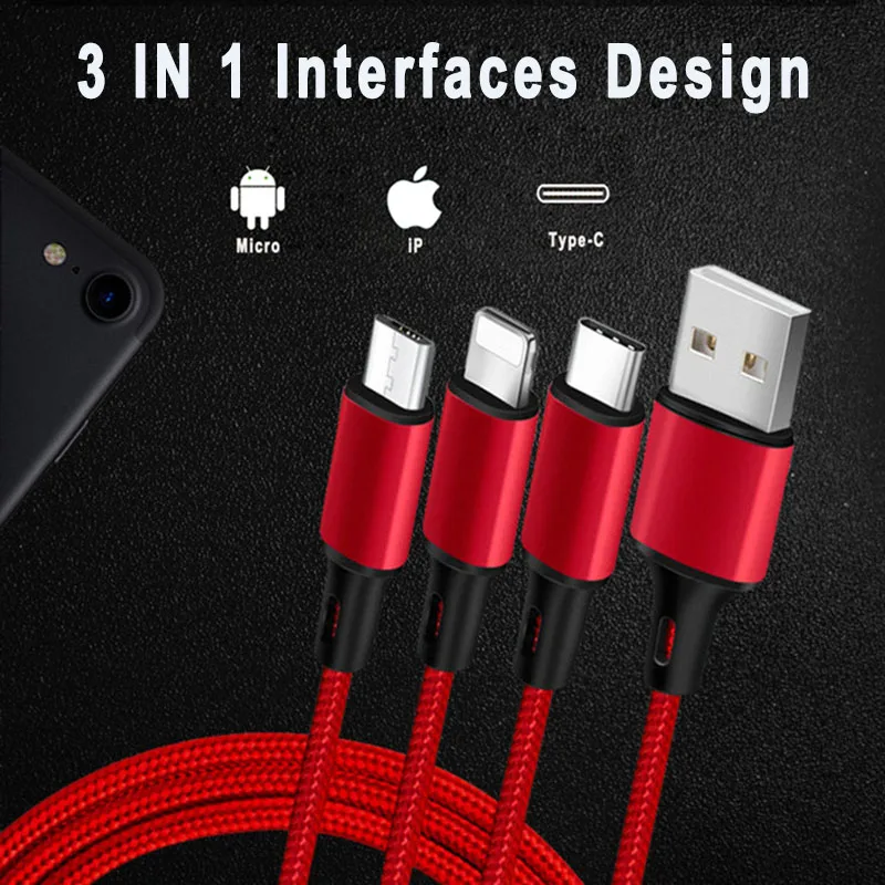 Вы первый 3 в 1 usb type C кабель для iPhone Micro USB кабель зарядный провод type-c для Apple Android IOS Xiaomi huawei