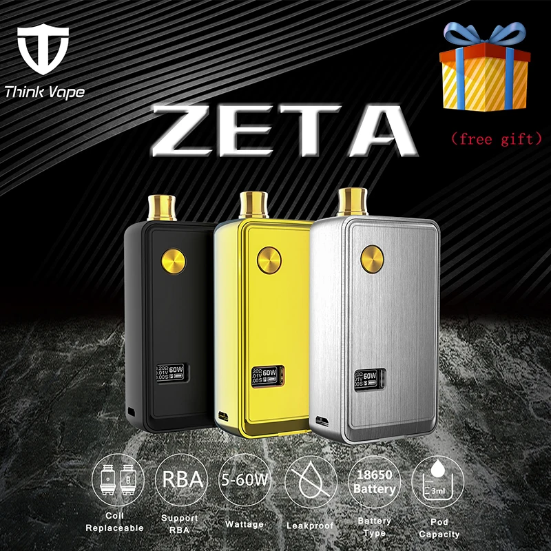  Think Vape ZETA RBA Pod Kit 60W Portable DTL MTL vaping Adjustable Airflow Electronic cigarette vap