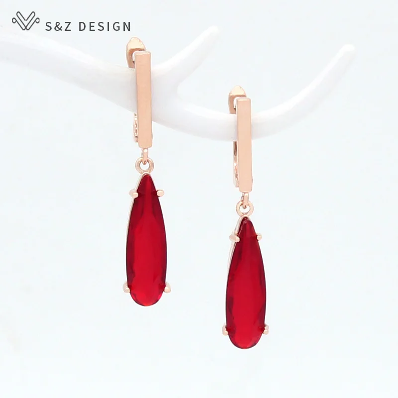 S&Z DESIGN Water Drop Shape Zircon Dangle Earrings for Women Fashion Wedding Earring Engagement Party Jewelry Accessories