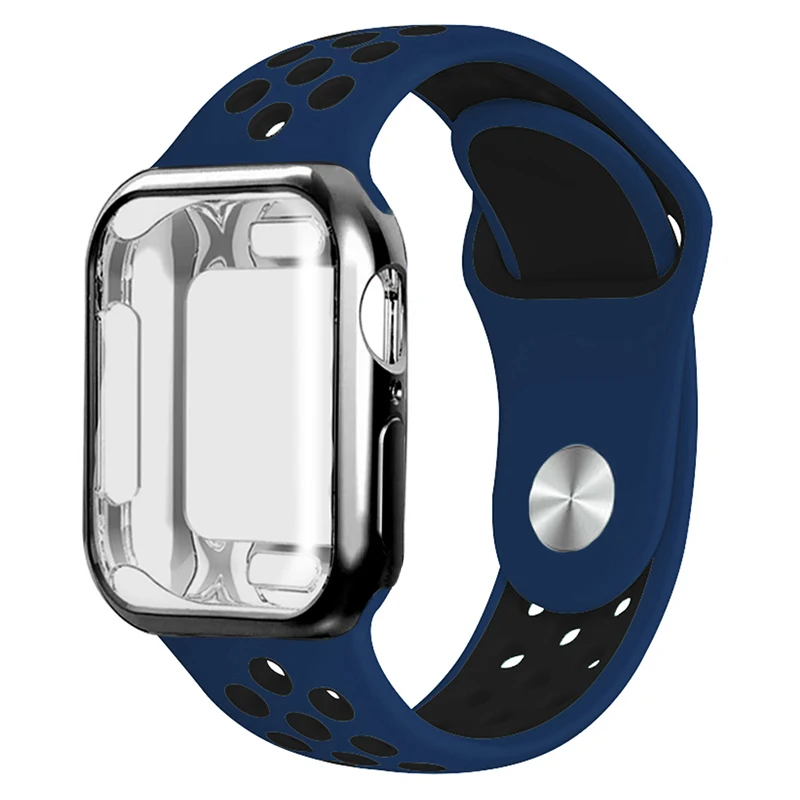 Дышащий силиконовый спортивный ремень Apple Watch 5 4 3 2 1 42 мм 38 мм резиновый ремешок Nike+ Iwatch+ чехол 5 4 3 40 мм 44 мм