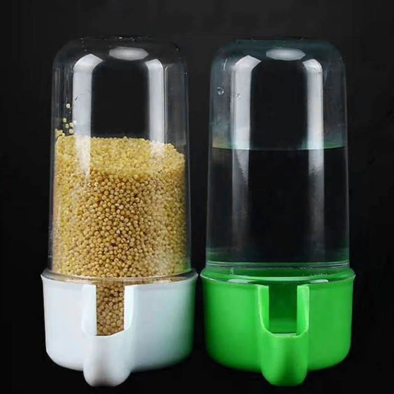 2 Pcs Bird Feeder and Drinker Set Clear Plastic Seed and Water Dispenser Large
