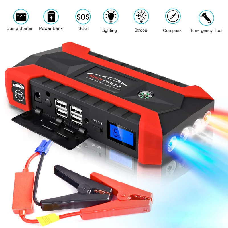 

US 89800mAh 12V LCD 4 USB Car Jump Starter Pack Booster Charger Car Battery Charger Buster Power Bank board circuit