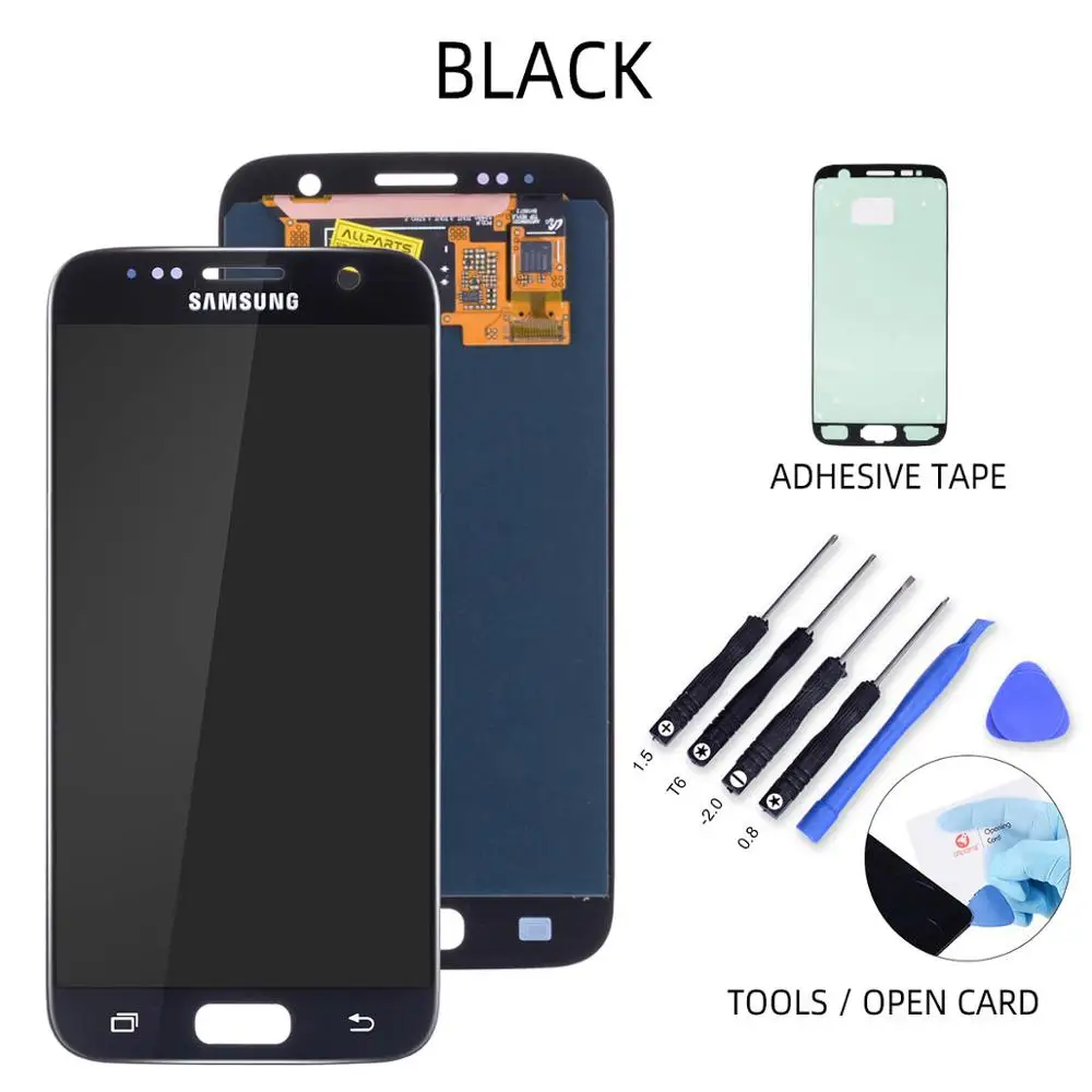 Black No Frame AMOLED экран для SAMSUNG Galaxy S7 ЖК-дисплей сенсорный экран Замена для SAMSUNG Galaxy S7 G930 G930F SM-G930 - Цвет: Black No Frame