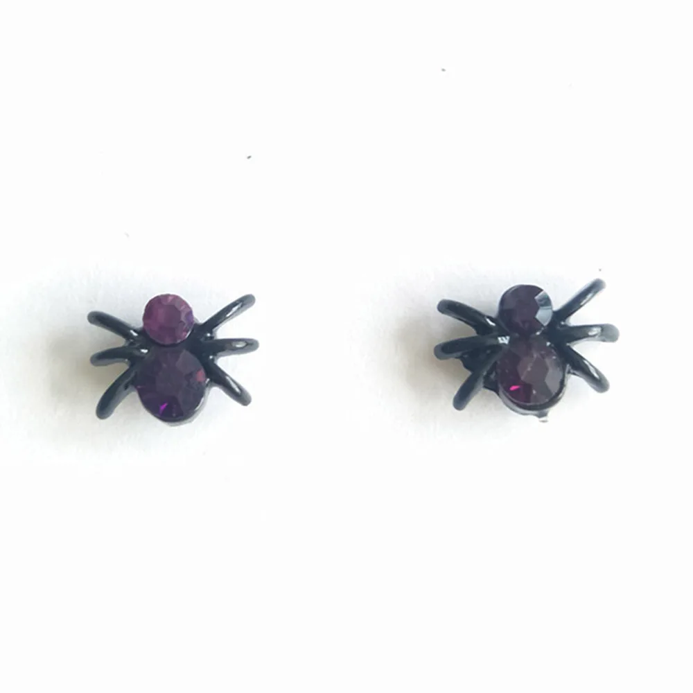 Модные маленькие черные серьги в виде паука для Хэллоуина, праздника - Окраска металла: 4