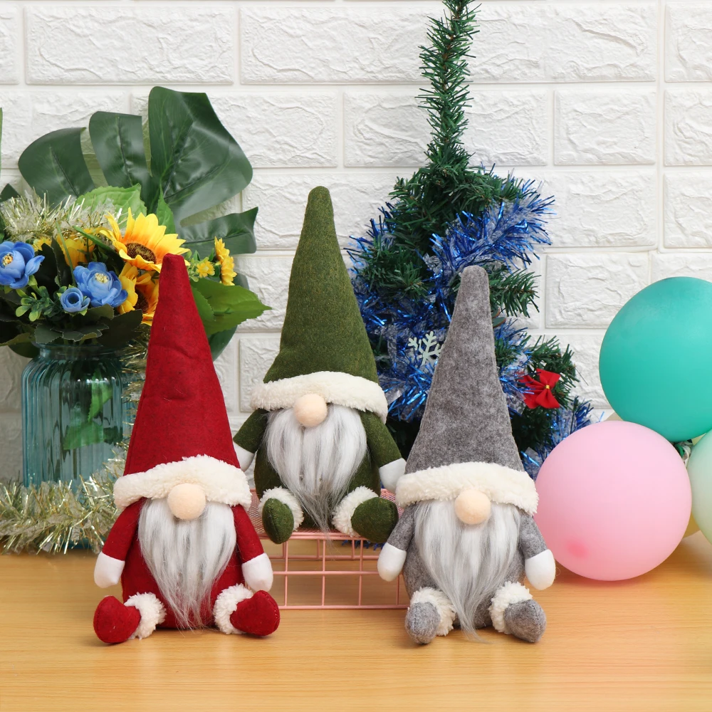 Длинная с капюшоном шведский Счастливого Рождества Санта гном плюшевые куклы украшения ручной работы эльф игрушка праздничные украшения для домашнего праздника