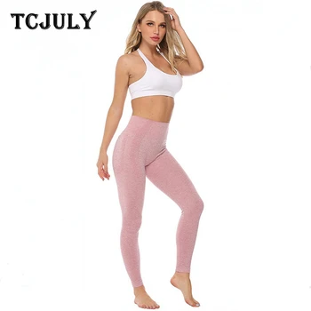 

TCJULY New Design Fashion Seamless Fitness Leggings Women High Waist Push Up Workout Pants Quick Dry Stretchy Slim Solid Leggins