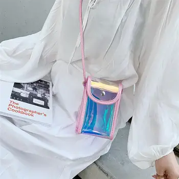 

2019 New Women Casual Holographic Laser Wallet Brand Cell Phone Wallet Handbag Purse Clutch Messenger Shoulder Straps Bag