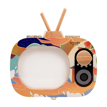

Portable Save Non Toxic Organizer For Boys Girls Souvenirs Collection Gift Storage TV Shaped Baby Teeth Box Announcements Wooden