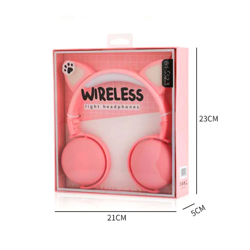 Wireless LED Cat Cute Ea Headphone e Kid Girls Noise Canceling Line Type Headset Folding Headset Bluetooth Earphon For Android