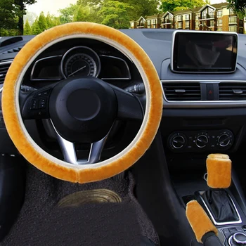 

Car Steering Wheel Cover braid + Handbrake cover + Car Automatic Covers Plush Gear shift car accessories
