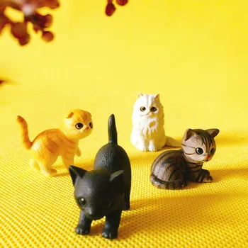 

1 pcs/kitty cat/miniatures/lovely cute/fairy garden gnome/moss terrarium decor/crafts/bonsai/doll house/figurine/model/toy
