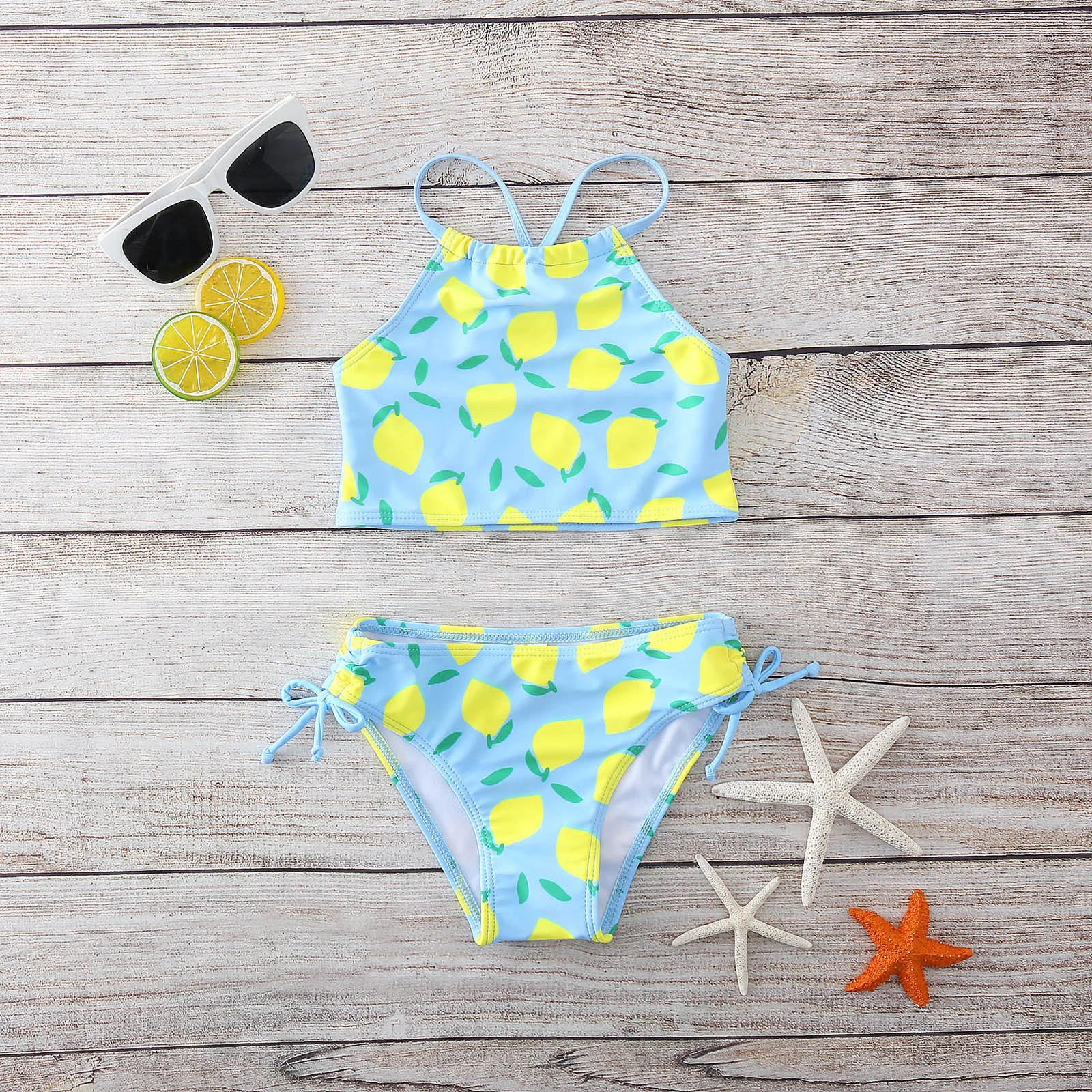 Bañadores Niña juegos de Bikini cabestro estampado limón 2 piezas trajes de baño Niña baño Tankini trajes de baño traje de baño Niña Biquini|Trajes de baño| - AliExpress