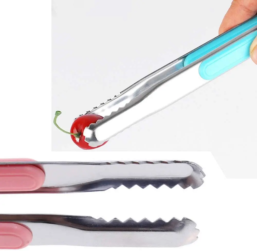 Food Tongs Kitchen Food Clips Stainless Steel BBQ Tongs 10 inch Professional Grilling Tongs Pickle Picker BBQ Accessories