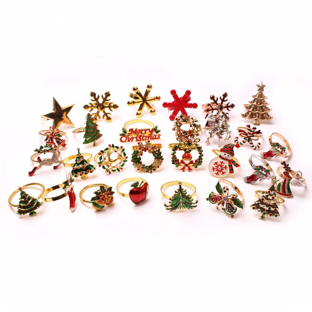 Metal Christmas Napkin Ring 1PC Xmas Decor Napkin Holder Reindeer Horn Buckle Wedding Home Hotel Dinnnig Table Decoration