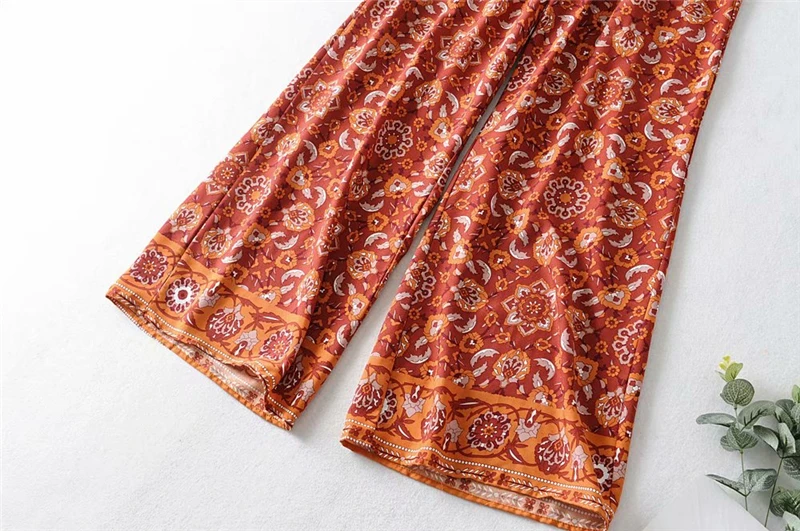 Boho королев для женщин с цветочным принтом широкие брюки в богемном стиле