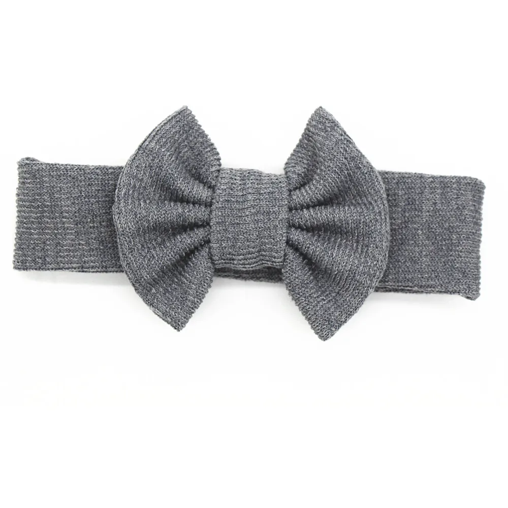 Серый Cute Baby Girl Headbands Knitted Newborn Baby Bows Haarband Turban Infant Head Bands Hairbands For Kids Girls Hair Accessories - Цвет: Серый