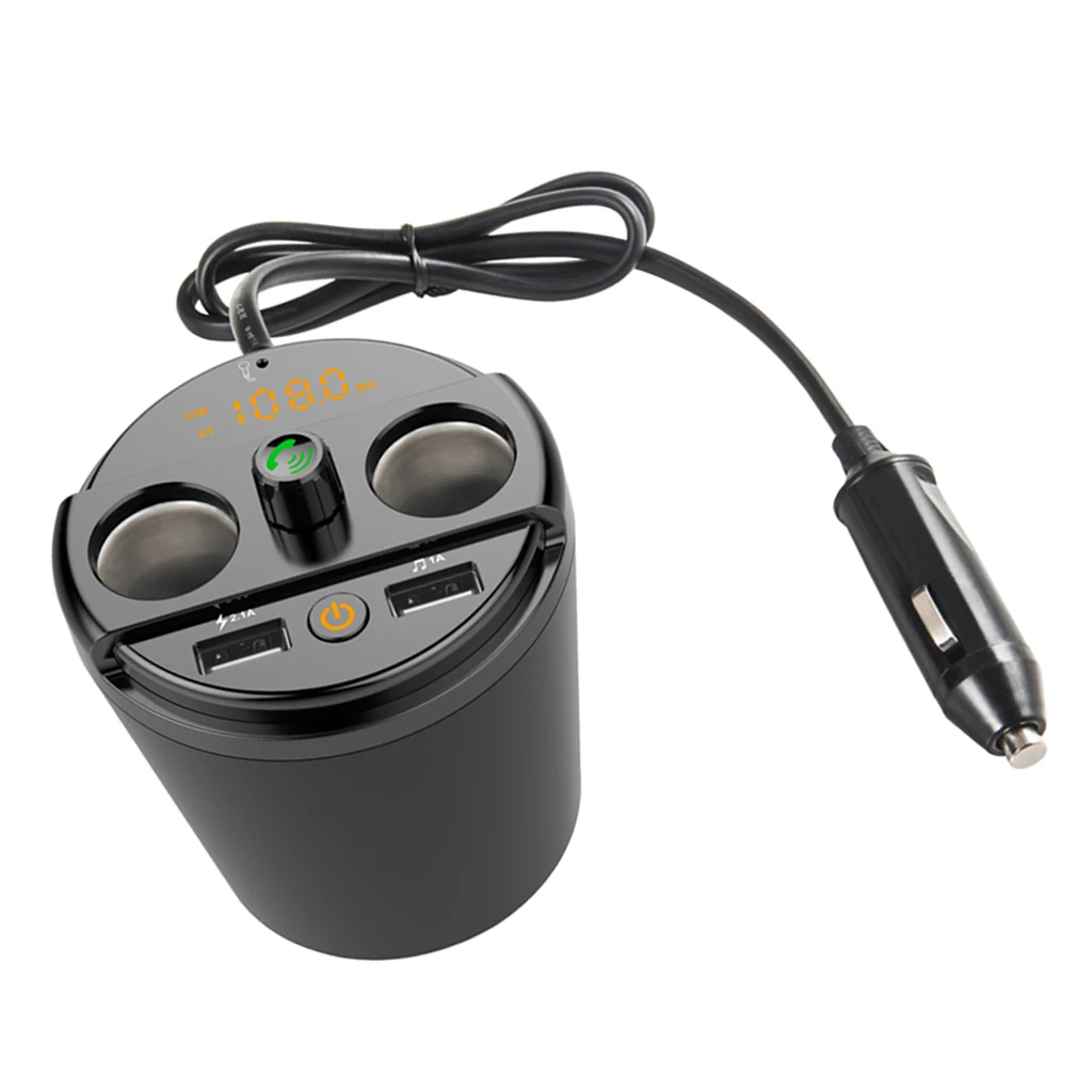 MagiDeal автомобильный Bluetooth зарядное устройство для чашки автомобильный комплект свободные руки 2 порта USB MP3-плеер