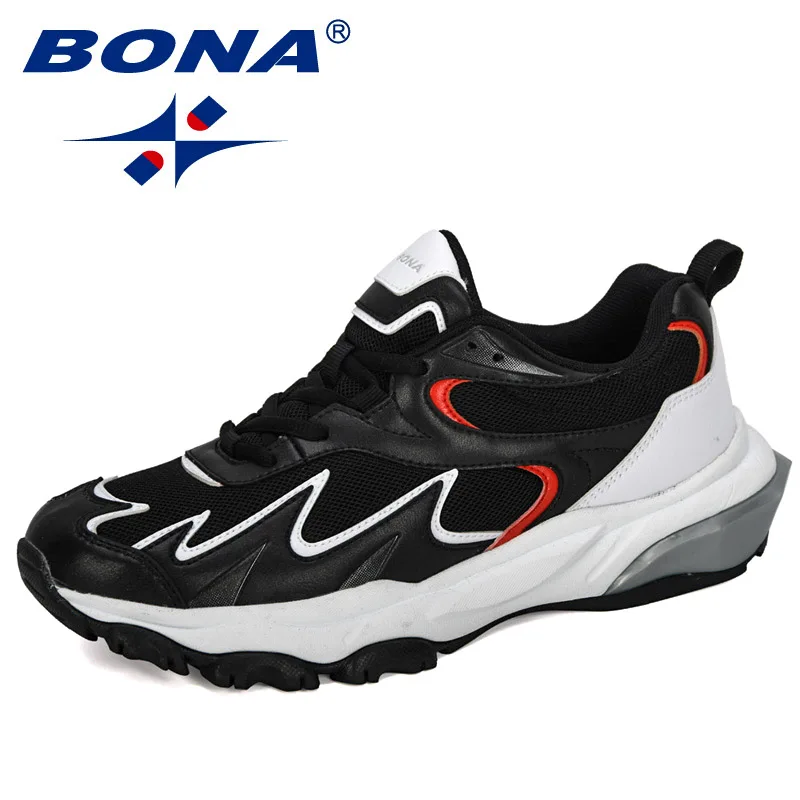Black white BONA/Новинка года; популярные трендовые кроссовки; Мужская обувь; Повседневная Удобная Уличная обувь из микрофибры; дышащая мужская обувь; нескользящая обувь - Цвет: Black white