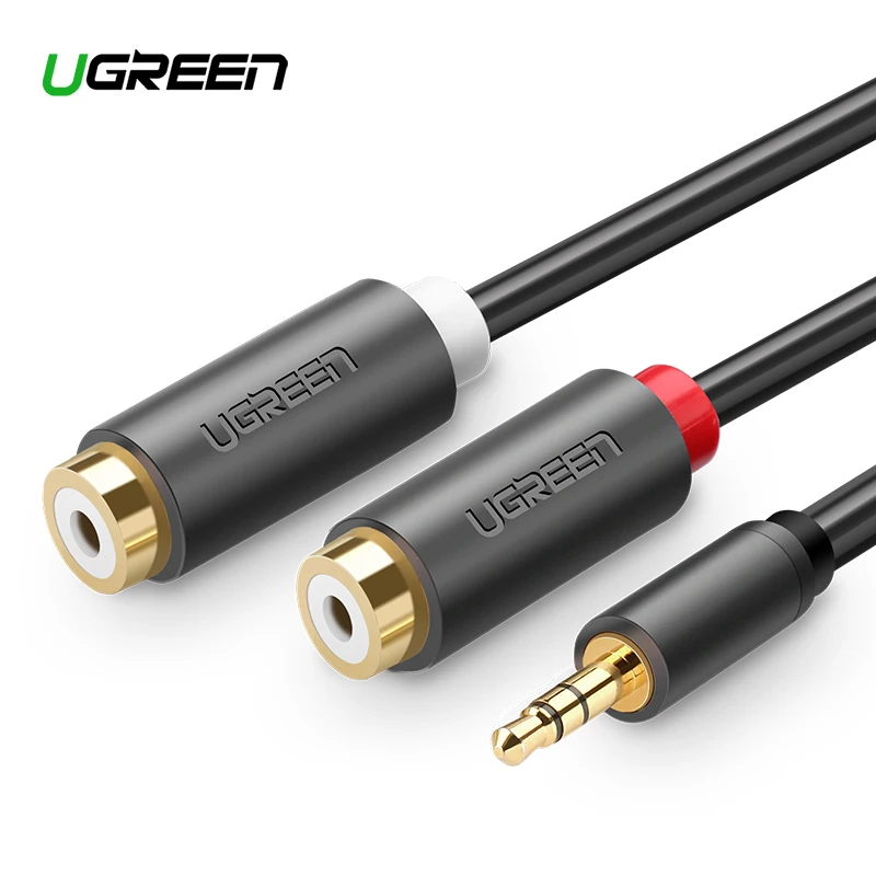 Ugreen 3 5 мм штекер в 2RCA гнездо стерео AUX аудио кабель Y адаптер для MP3 планшета